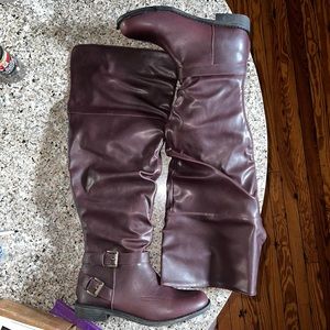 faux leather thigh high boots new in box